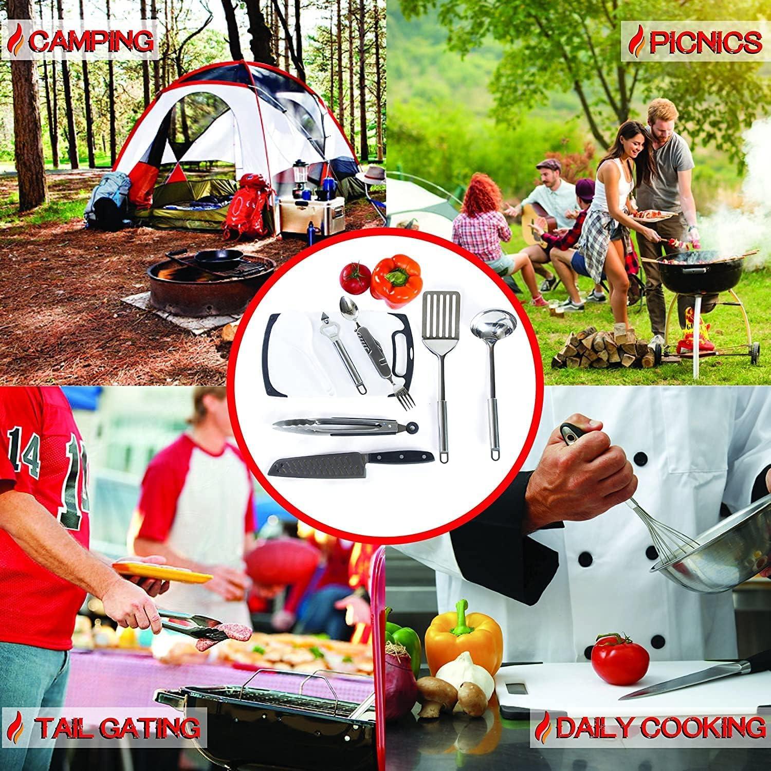 Set de Cocina Wellmax 10 Piezas Acero Inoxidable Camping Gris