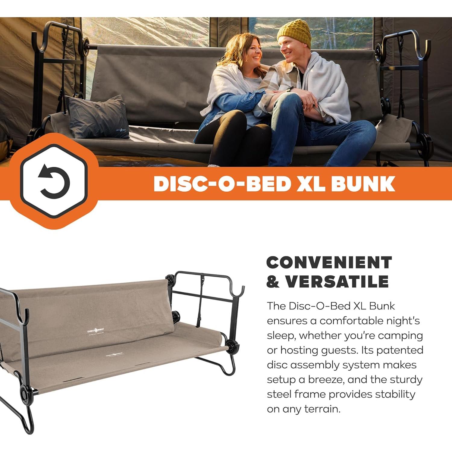 Banco Convertible Disc-O-Bed Extra Grande para 2 Personas Beige