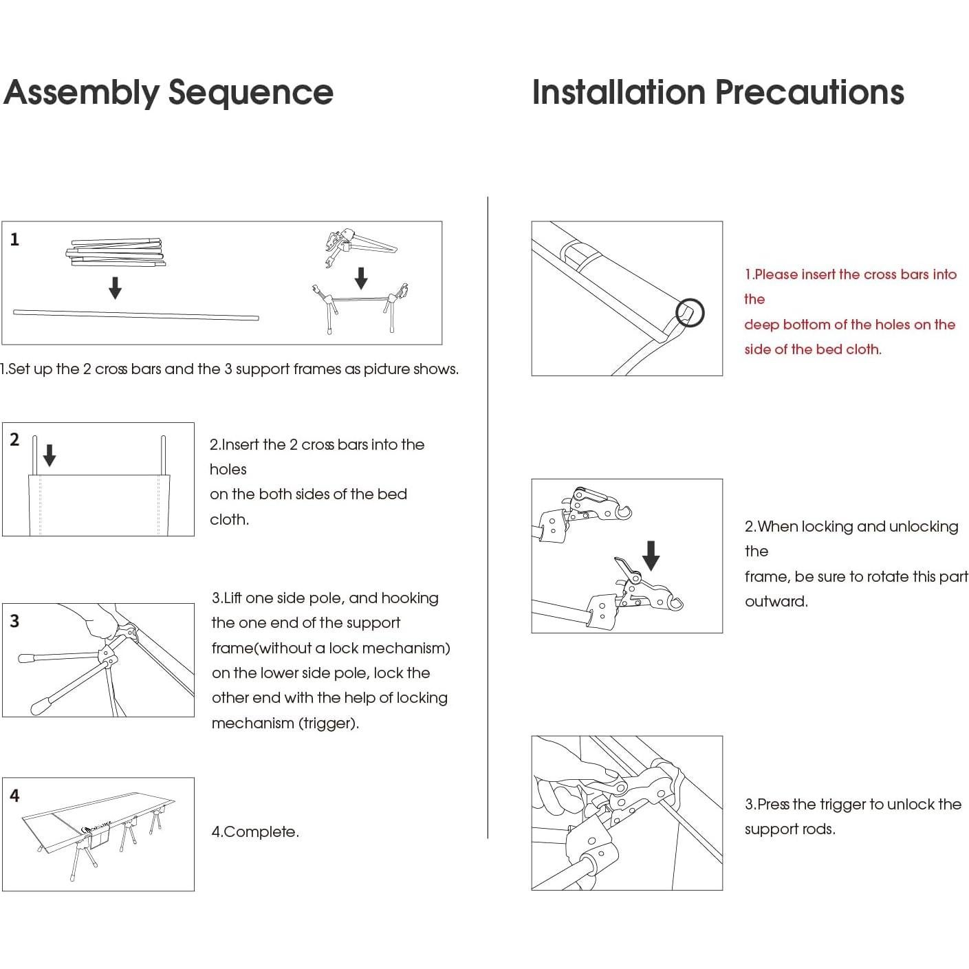 Cama de Camping Plegable MOON LENCE Ajustable 150 kg Negra