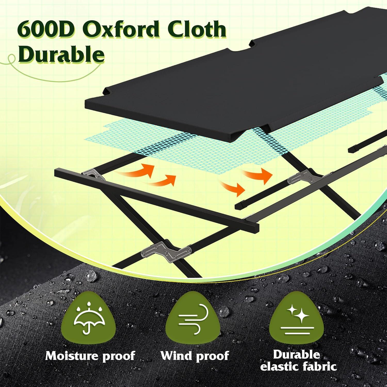 Cama de Camping Plegable WLIVE 136 kg Negro Tela Oxford