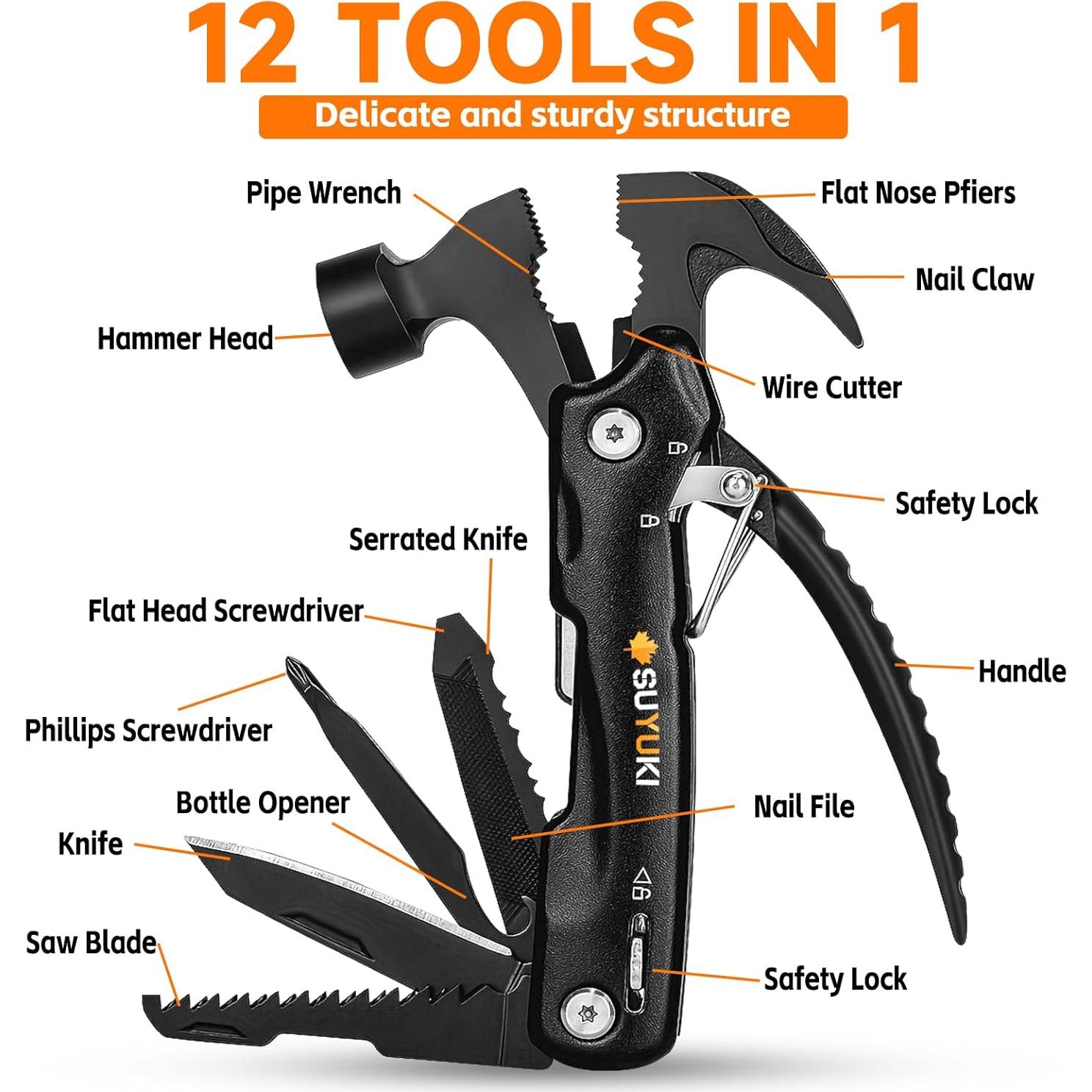Martillo Multiherramienta SUYUKI 12 en 1 con Llave Copo de Nieve