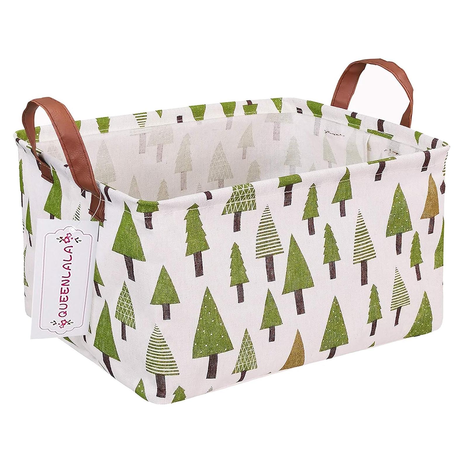 Cesta de Ropa Plegable QUEENLALA Rectangular 21.9L Verde