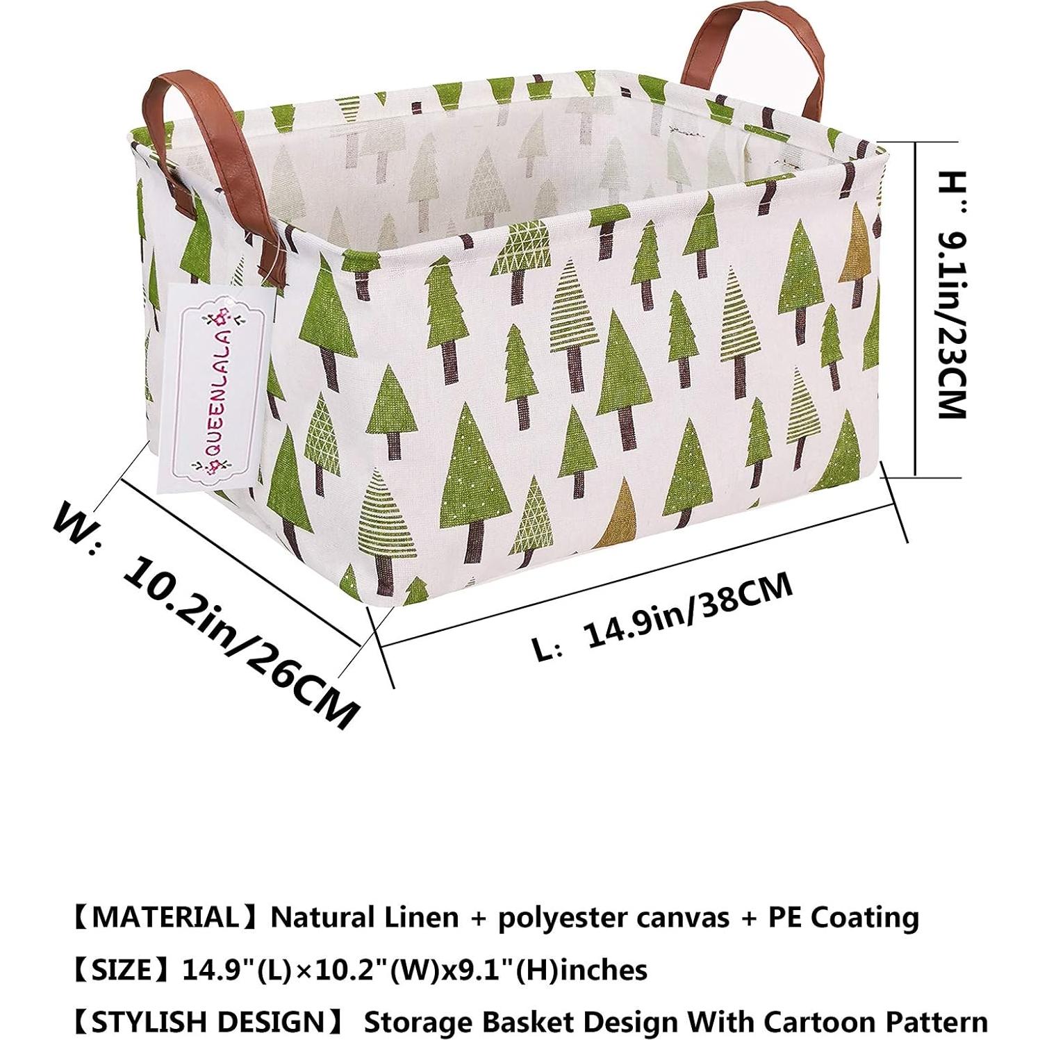 Cesta de Ropa Plegable QUEENLALA Rectangular 21.9L Verde