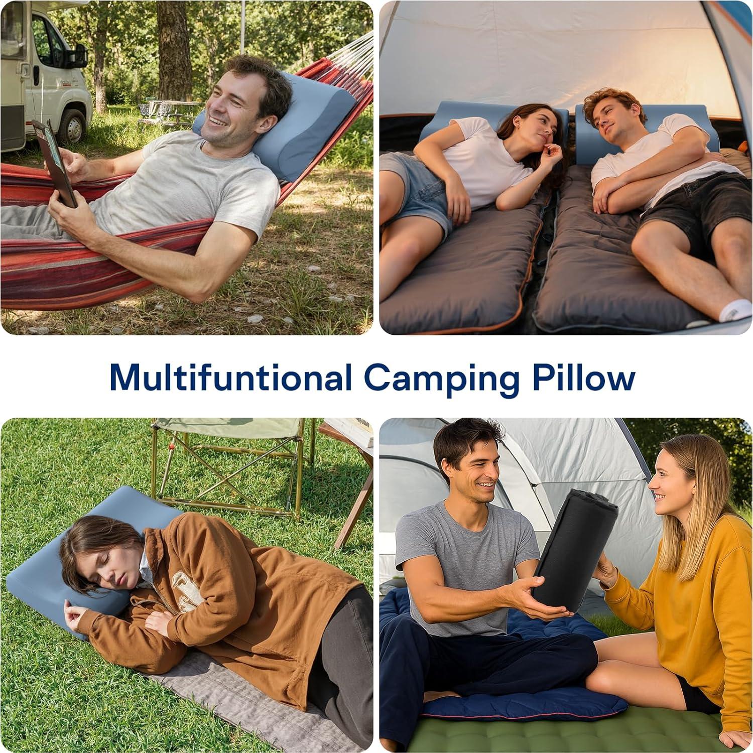 Cojín de Camping Ruizman de Espuma Viscoelástica Azul 50.8x30.5cm