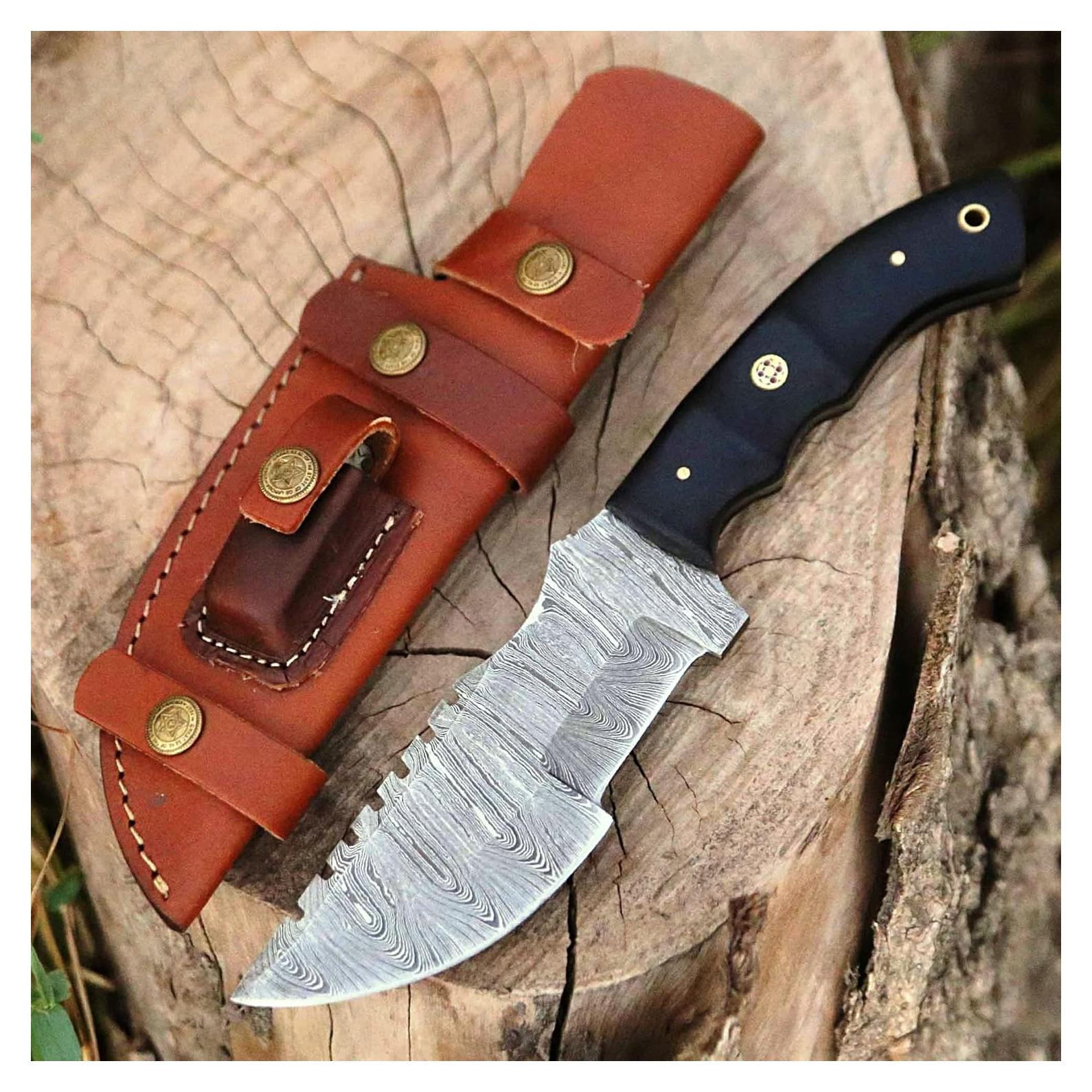 Cuchillo de Caza Bushcraft Tracker Damasco 10" con Funda