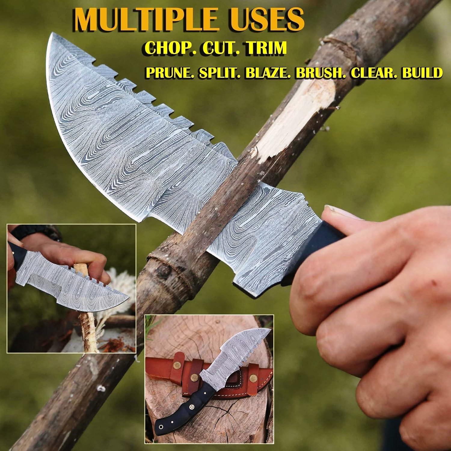 Cuchillo de Caza Bushcraft Tracker Damasco 10" con Funda