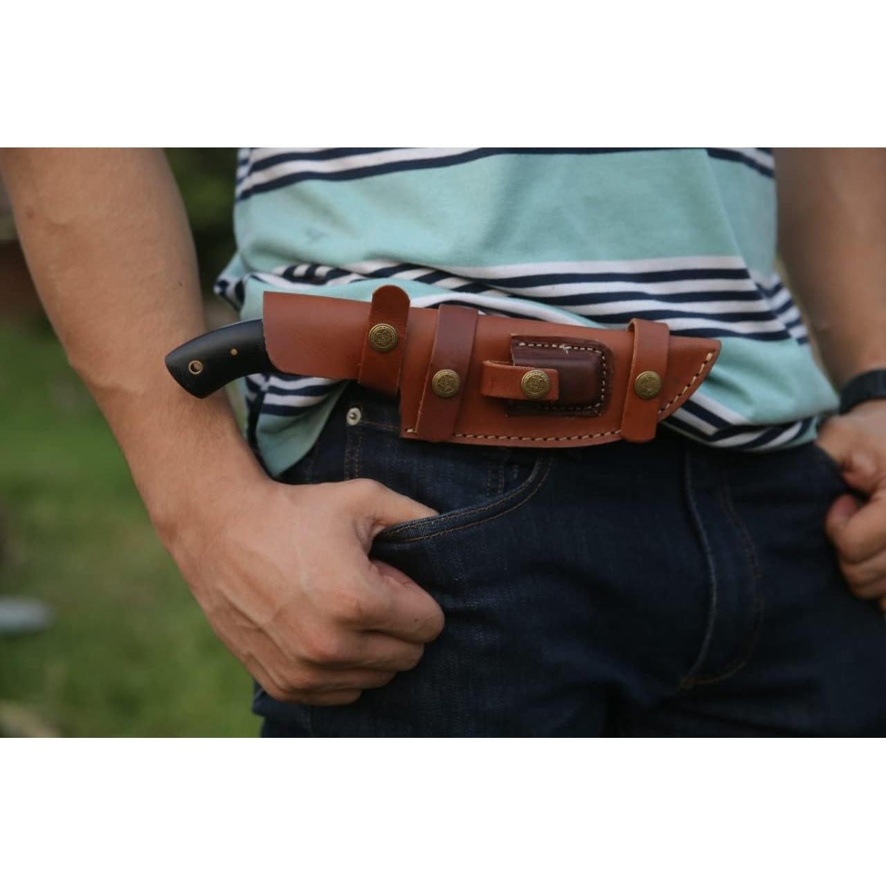 Cuchillo de Caza Bushcraft Tracker Damasco 10" con Funda