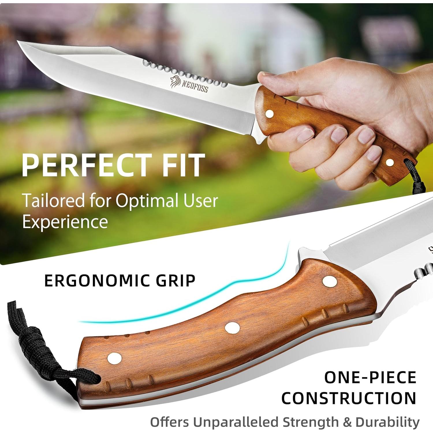 Machete NedFoss 34.3 cm con Funda de Cuero y Hoja de Acero