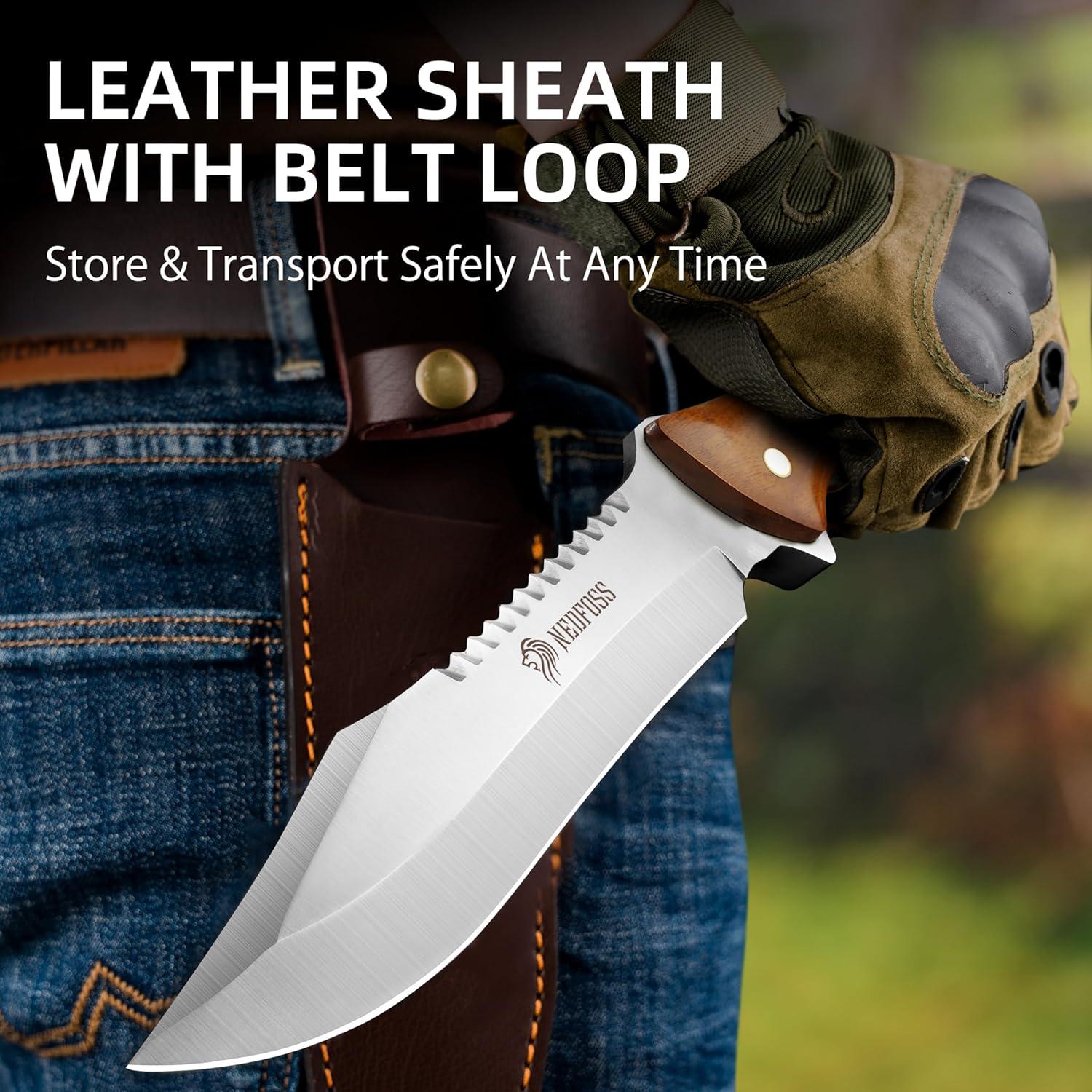 Machete NedFoss 34.3 cm con Funda de Cuero y Hoja de Acero