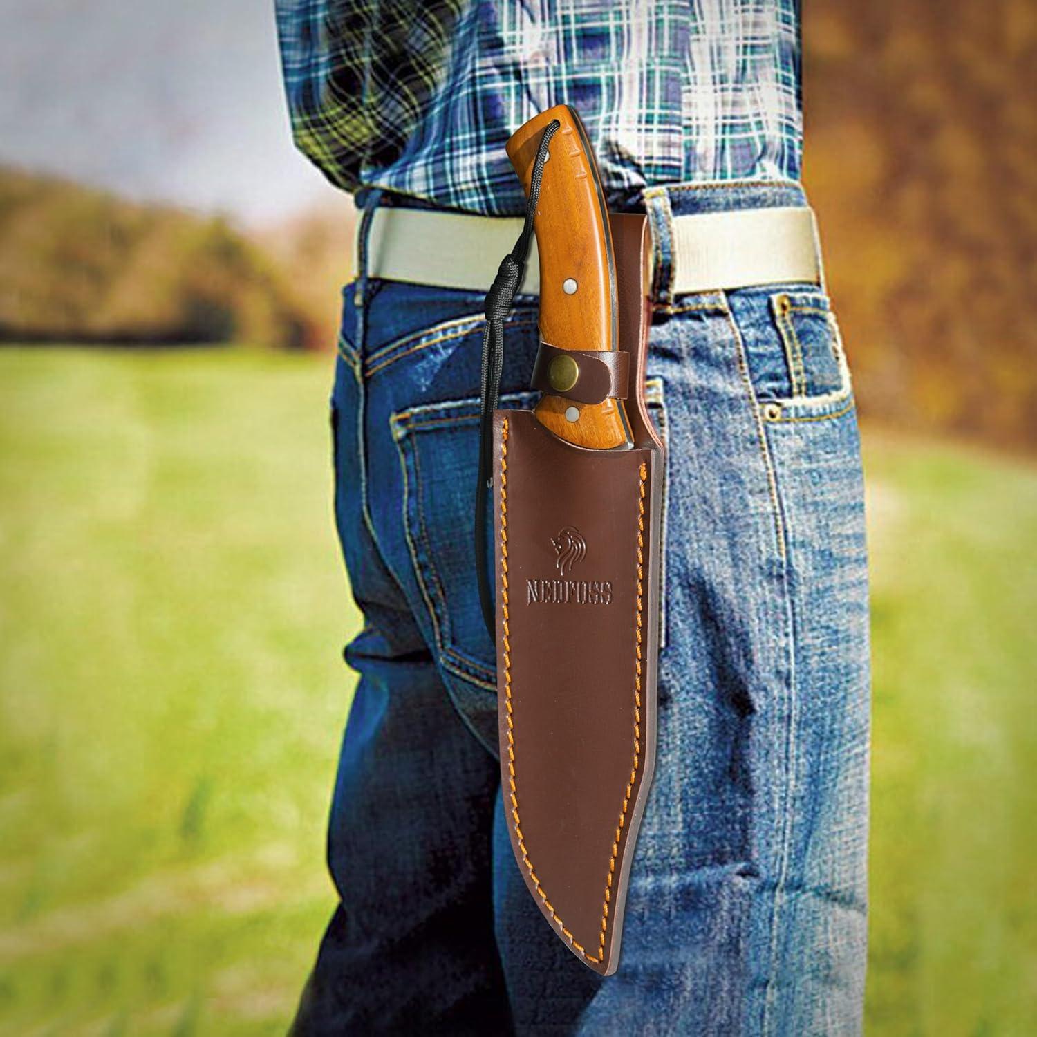 Machete NedFoss 34.3 cm con Funda de Cuero y Hoja de Acero