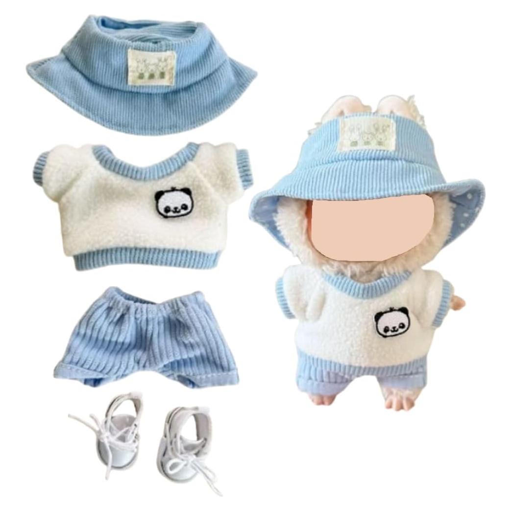 Conjunto de Ropa para Muñeca Labubu 4 Piezas Azul 15-17 cm