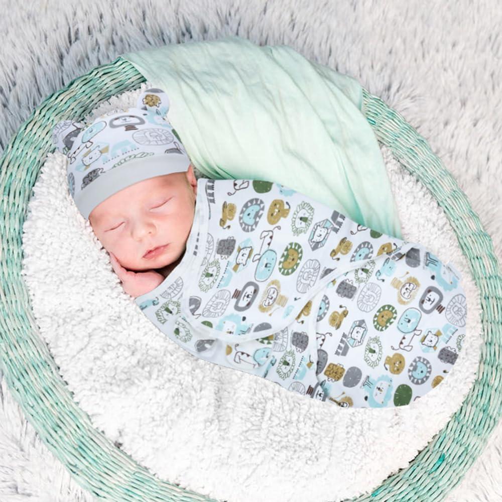 Cinaci 2 Piezas Manta y Gorro Bebé Algodón Suave 0-3 Meses