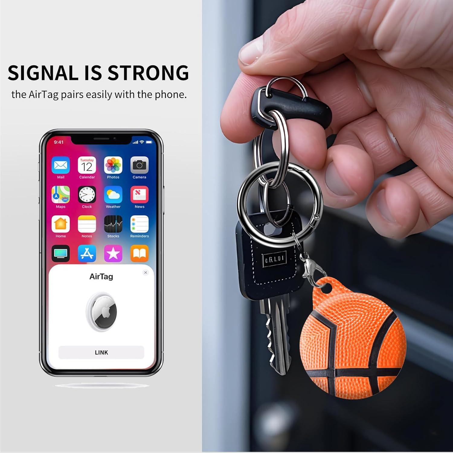 Soporte para AirTag AKPZV con cubierta anti-rayones piel baloncesto