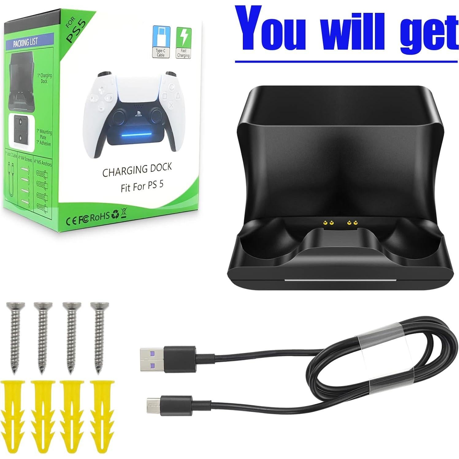 Soporte de Carga para Controlador PS5 REEYEAR con Cable 1m