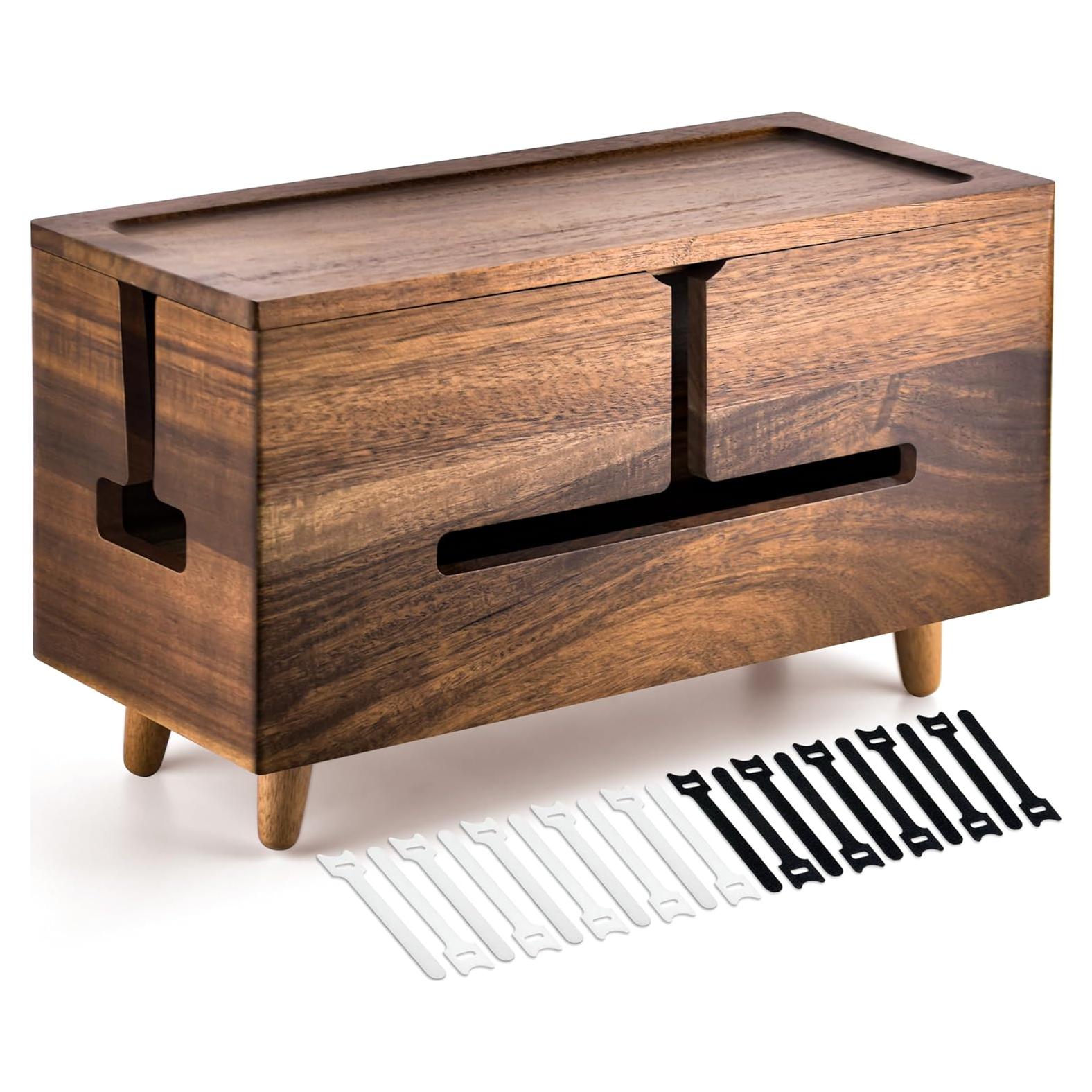 Caja Organizadora de Cables Rhyzoray - Madera Marrón 35x20cm