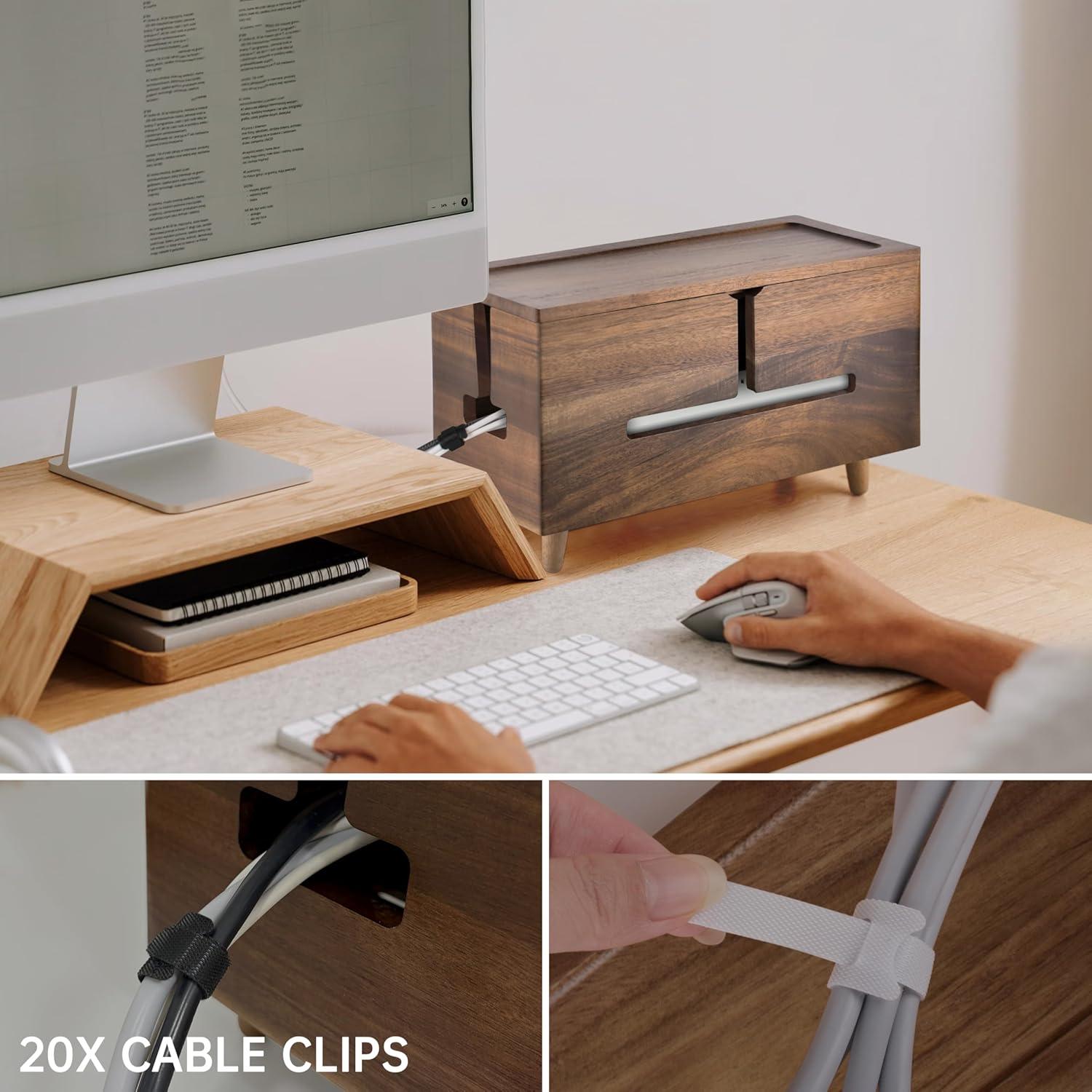 Caja Organizadora de Cables Rhyzoray - Madera Marrón 35x20cm