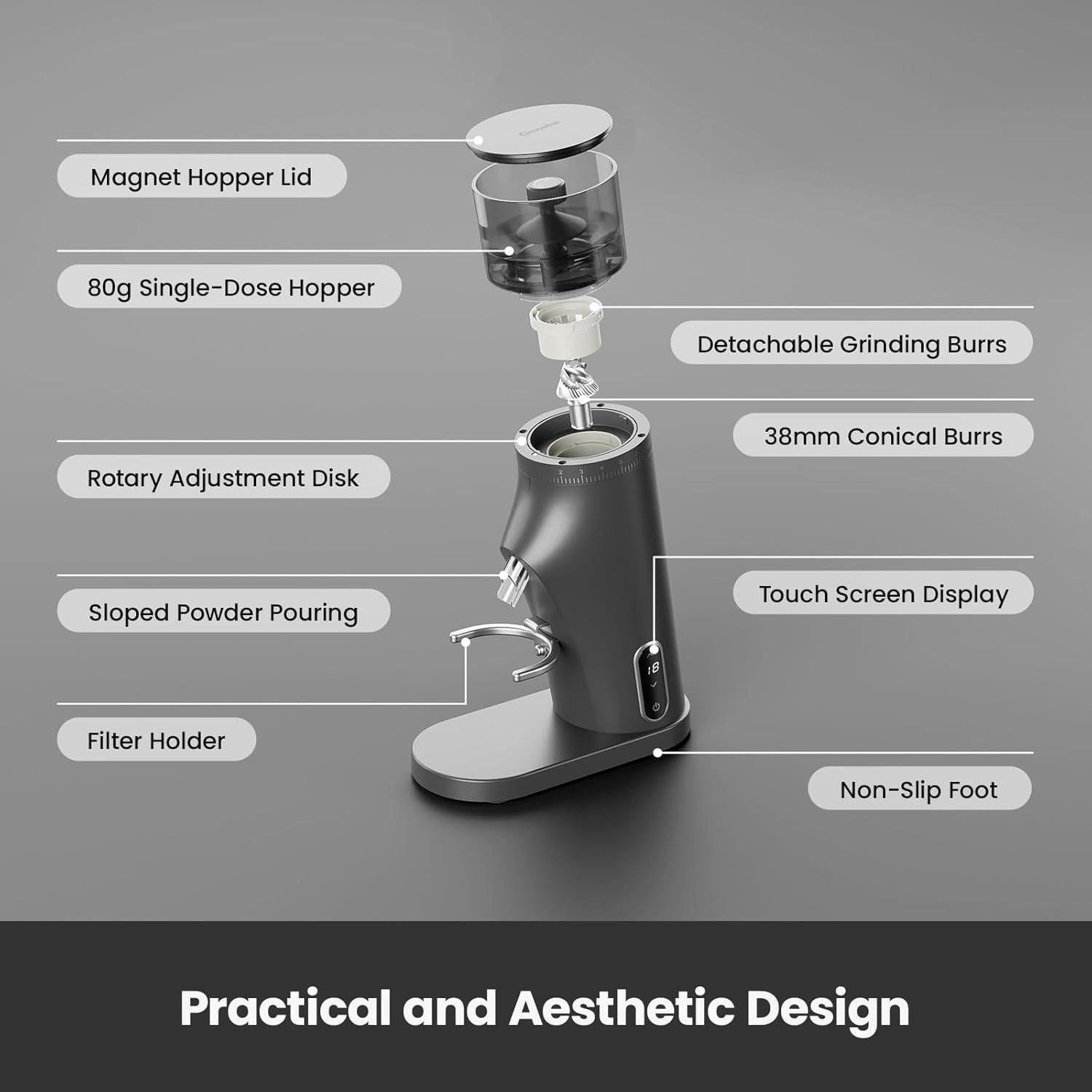 Molino de Café Eléctrico Gemilai G9010B con Temporizador 60S