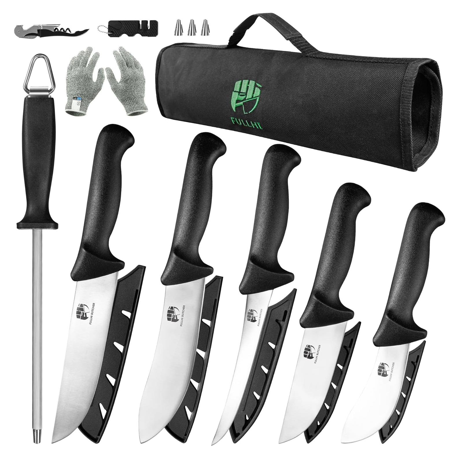 Juego de Cuchillos de Carnicero FULLHI 11 Piezas Acero Inoxidable