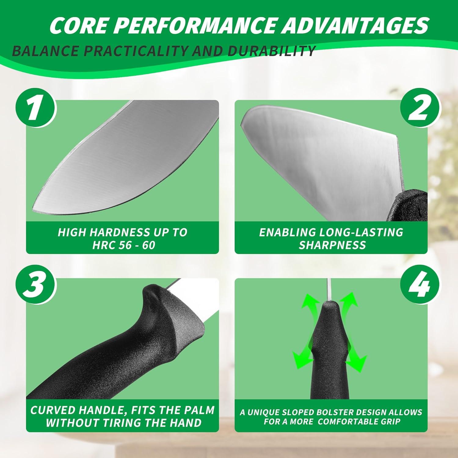 Juego de Cuchillos de Carnicero FULLHI 11 Piezas Acero Inoxidable