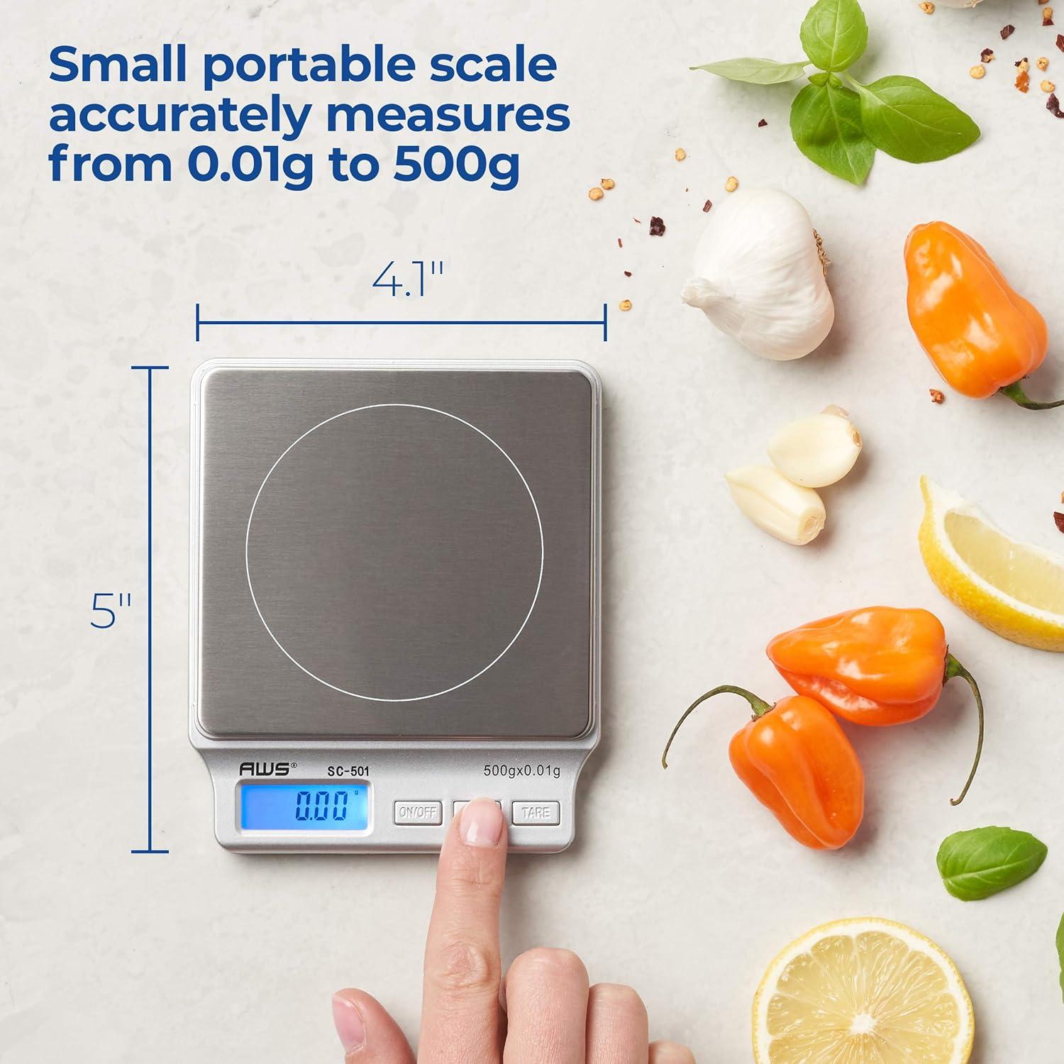 Báscula de Cocina Digital American Weigh 2kg x 0.1g Plata