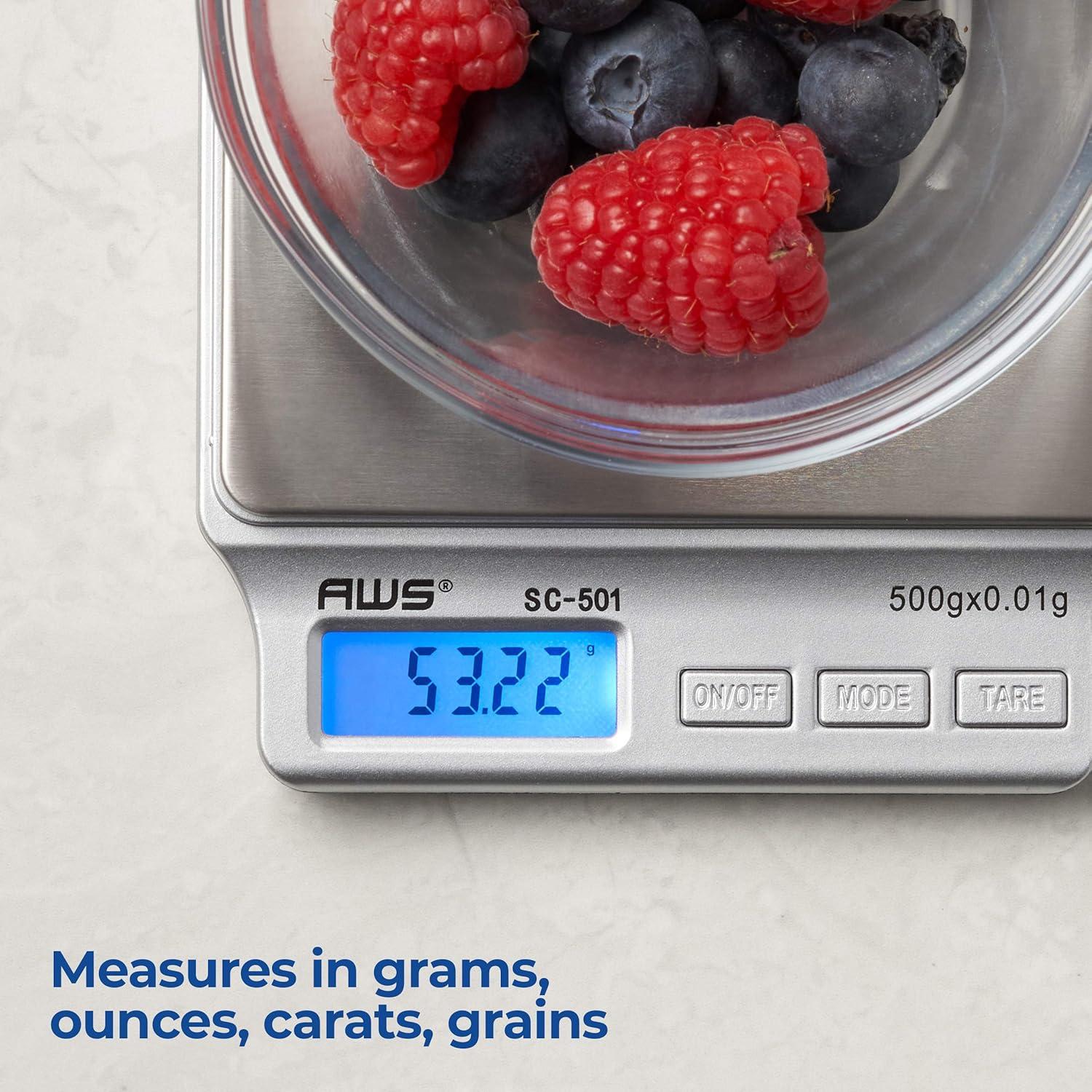 Báscula de Cocina Digital American Weigh 2kg x 0.1g Plata