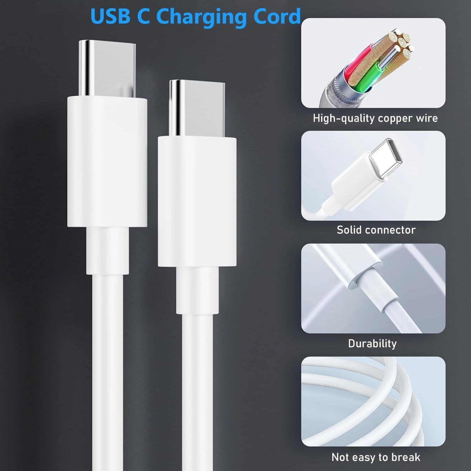 Cargador USB C 20W + 2 Cables 10 pies para iPad Pro/Air/Mini