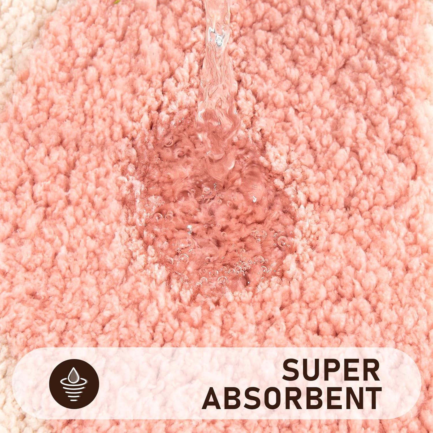 Pauwer Boho Bathroom Set - 3 Piece Non Slip Microfiber Mats, Absorbent Shower & Toilet Rugs, Bohemian Bathroom Runner