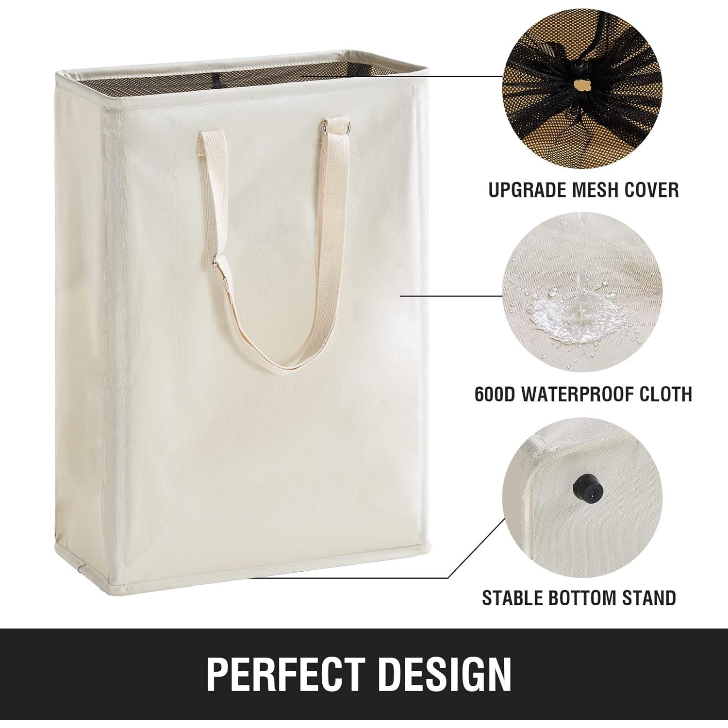 Cesto de Ropa Slim Techmilly 45L Beige con Mangos Ajustables