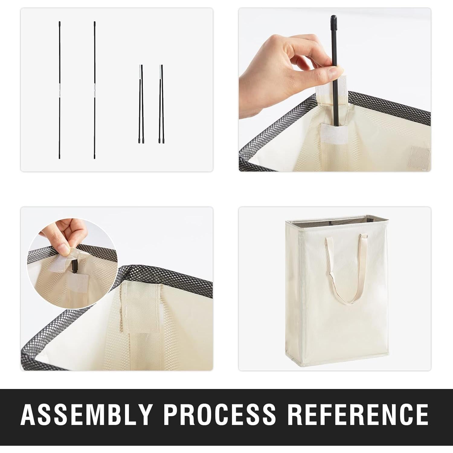 Cesto de Ropa Slim Techmilly 45L Beige con Mangos Ajustables