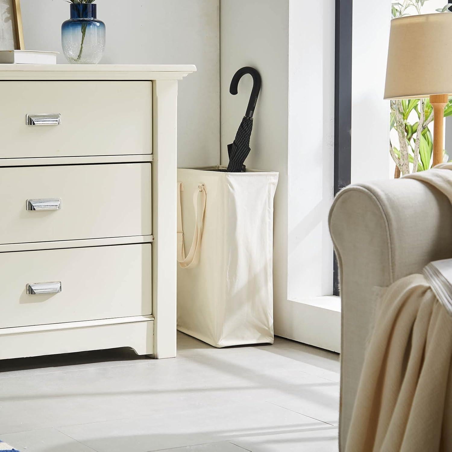 Cesto de Ropa Slim Techmilly 45L Beige con Mangos Ajustables