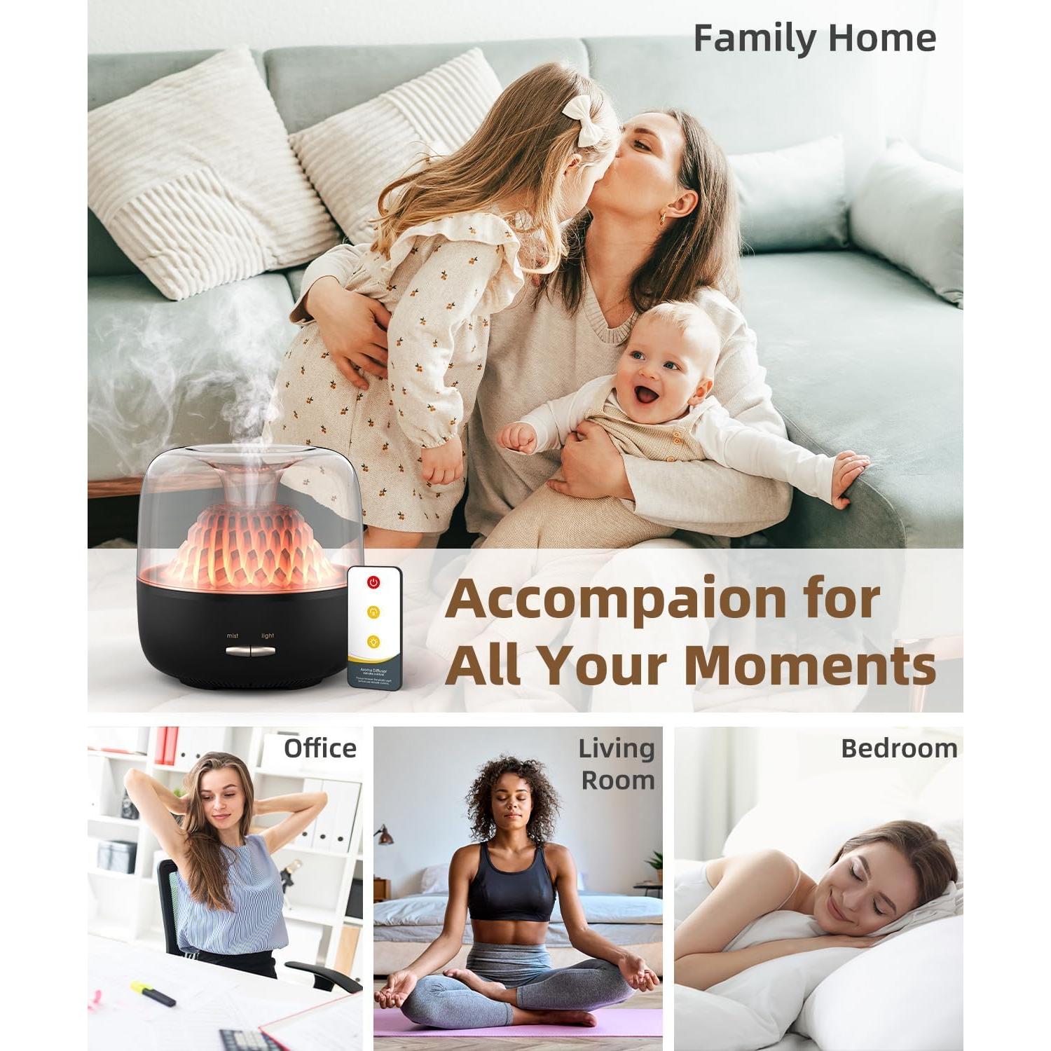 Difusor de Aceite Esencial KinYiLO Negro 200ml Aromaterapia