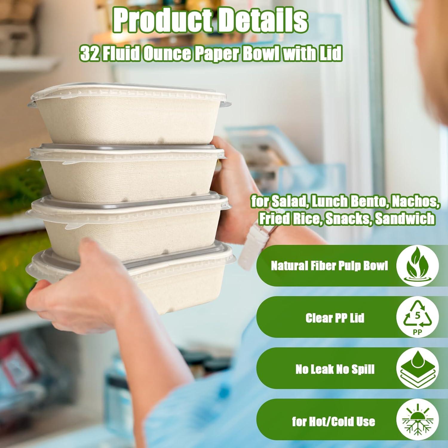 Tazones de Papel TINSKY 50 Unidades 946 ml con Tapas