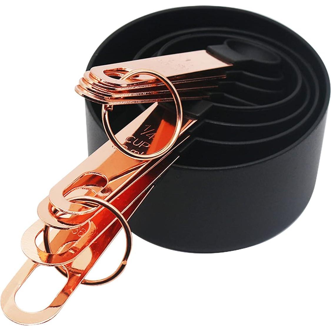 Juego de Tazas y Cucharas Medidoras BdiliUSA 8PCS Negro