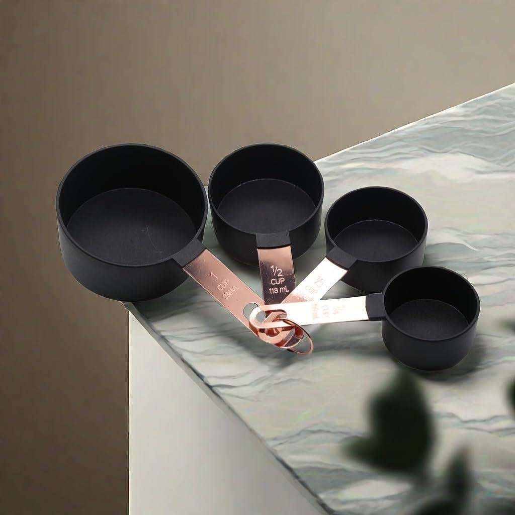 Juego de Tazas y Cucharas Medidoras BdiliUSA 8PCS Negro