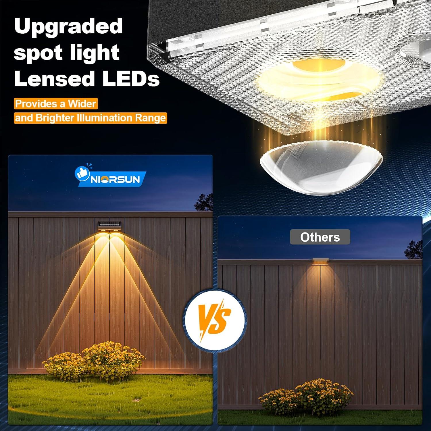 Luces Solares NIORSUN para Cercas - Paquete de 8 LED 3000K