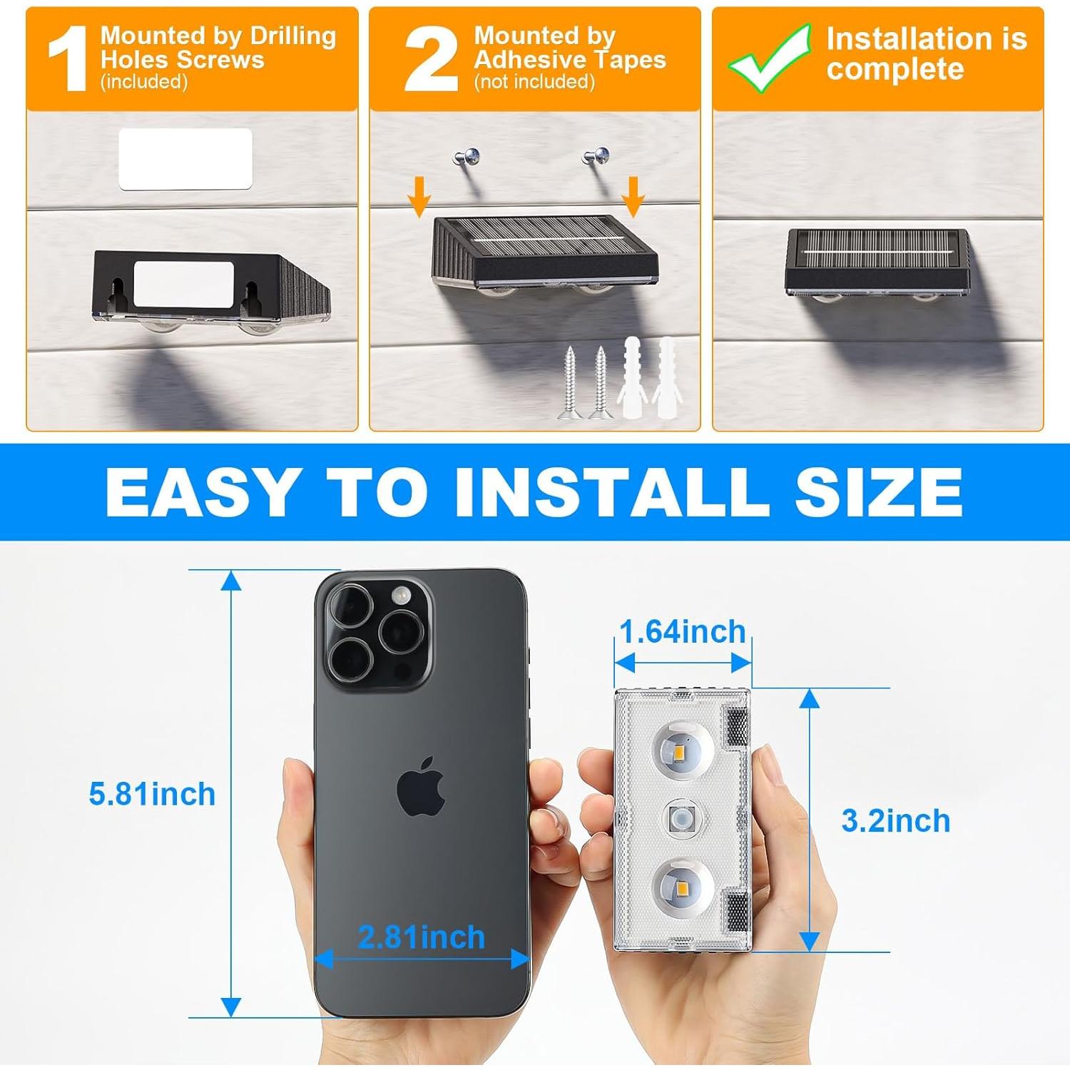 Luces Solares NIORSUN para Cercas - Paquete de 8 LED 3000K