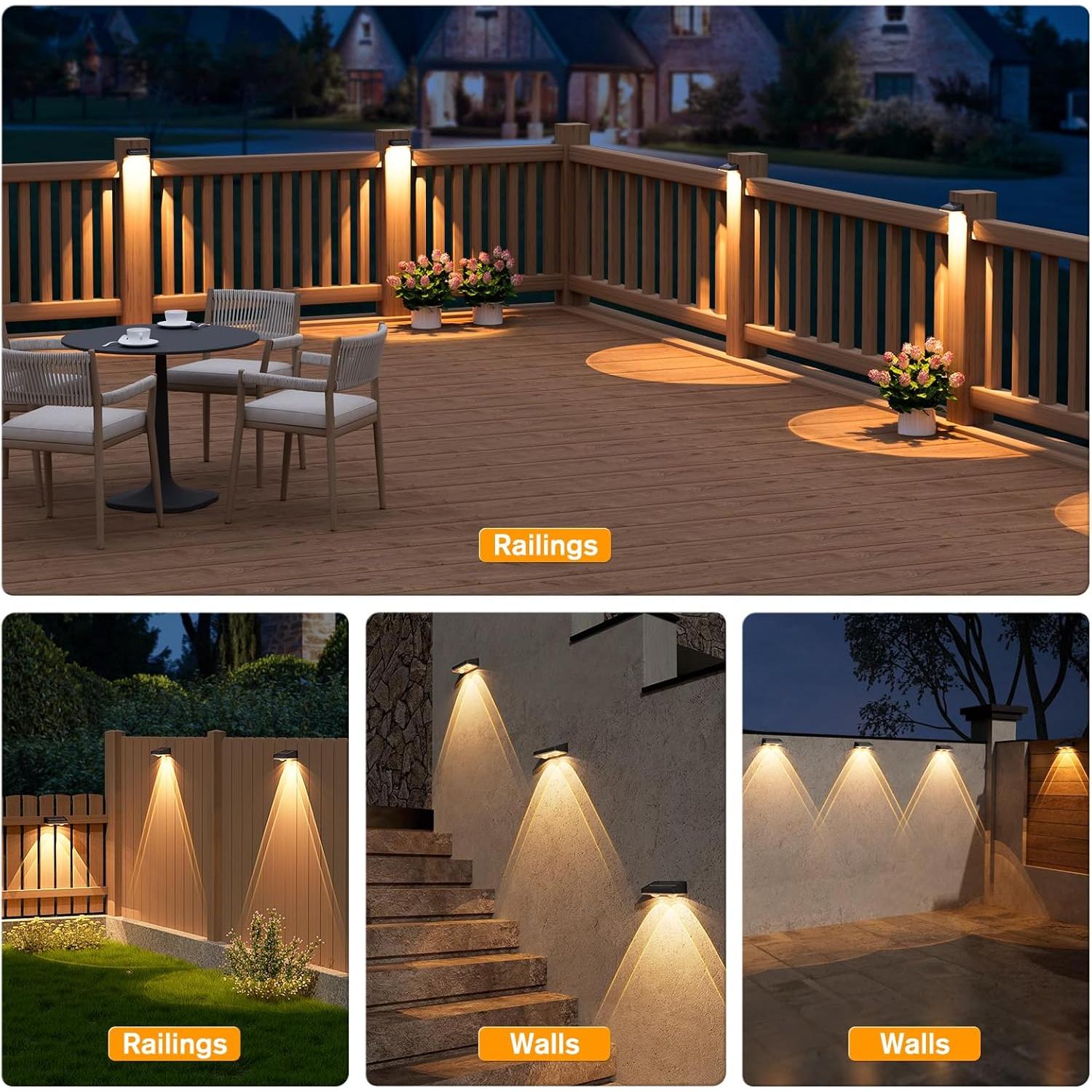 Luces Solares NIORSUN para Cercas - Paquete de 8 LED 3000K