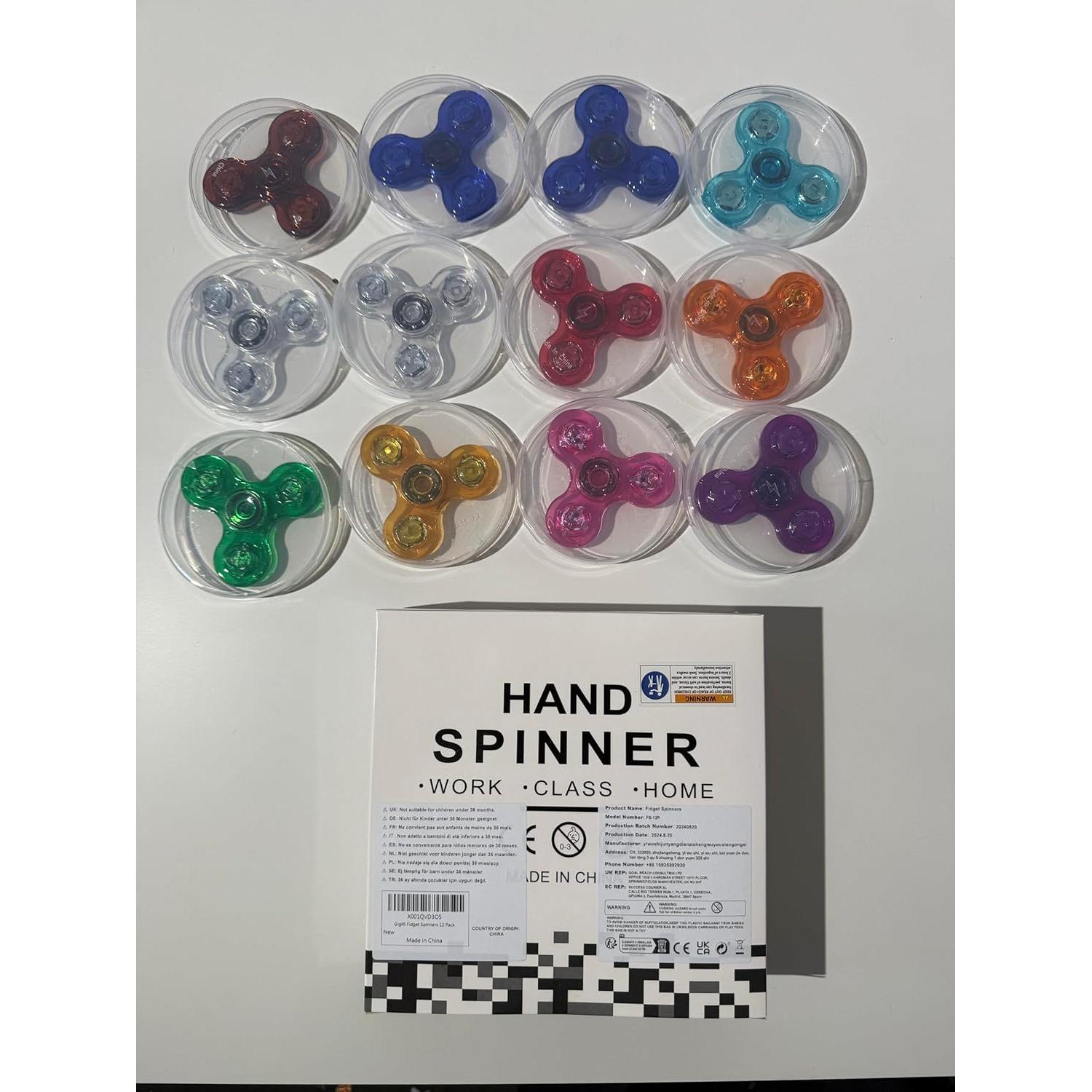 Spinners Antiestrés Gigilli 12 Pcs con Luz LED para Niños