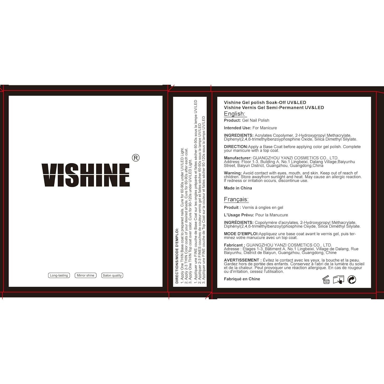 Kit de Esmalte de Uñas Vishine con Lámpara UV 48W y 6 Colores