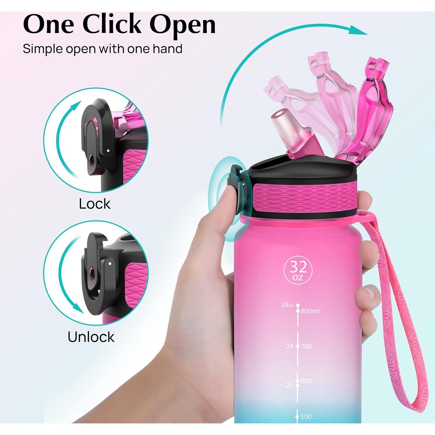 Botella de Agua Reutilizable EYQ 0.91L con Marcador de Tiempo