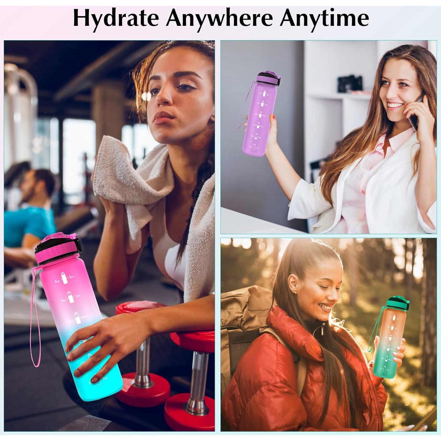 Botella de Agua Reutilizable EYQ 0.91L con Marcador de Tiempo