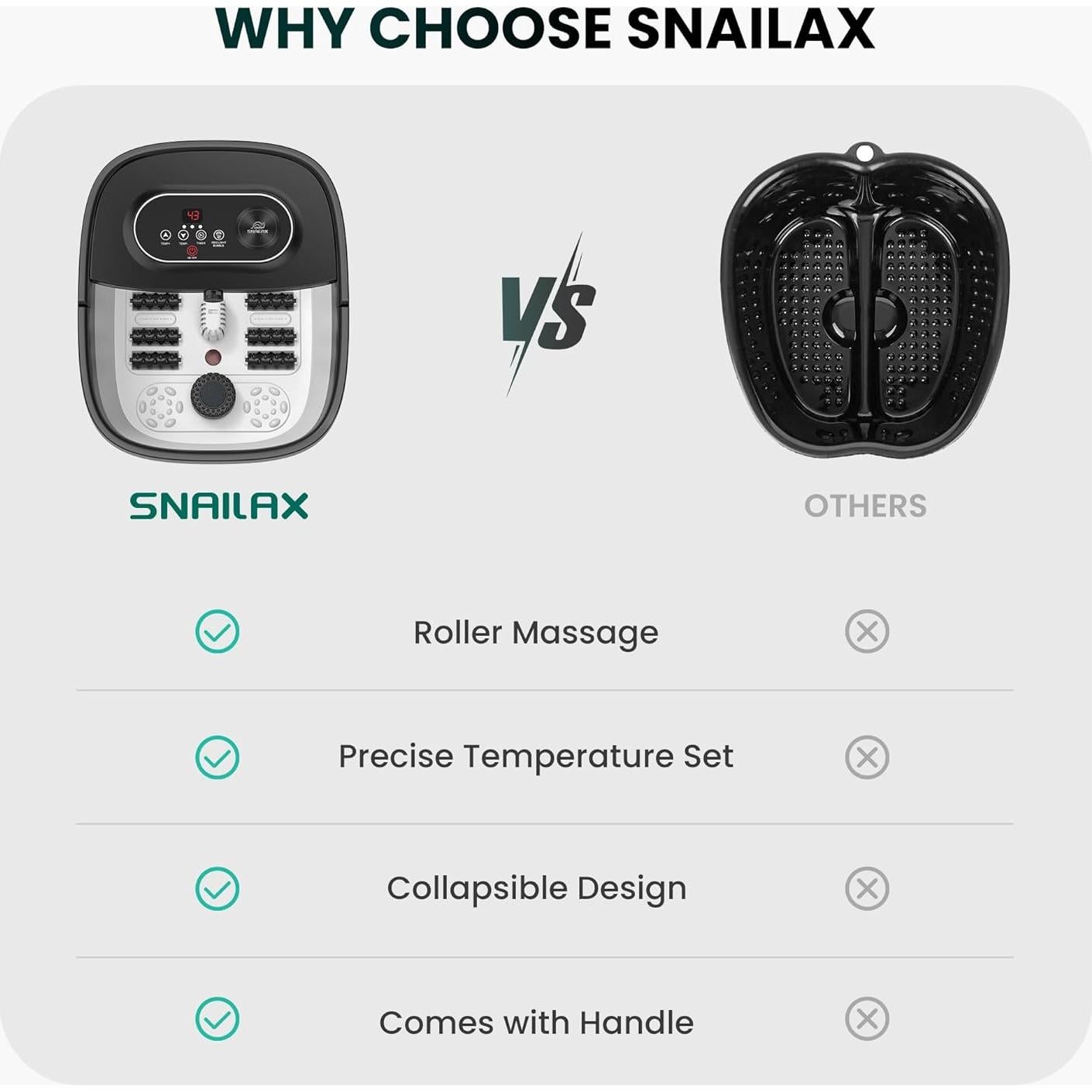 Spa de pies Snailax SL-5406 con calor y masaje 34.5x11.5cm