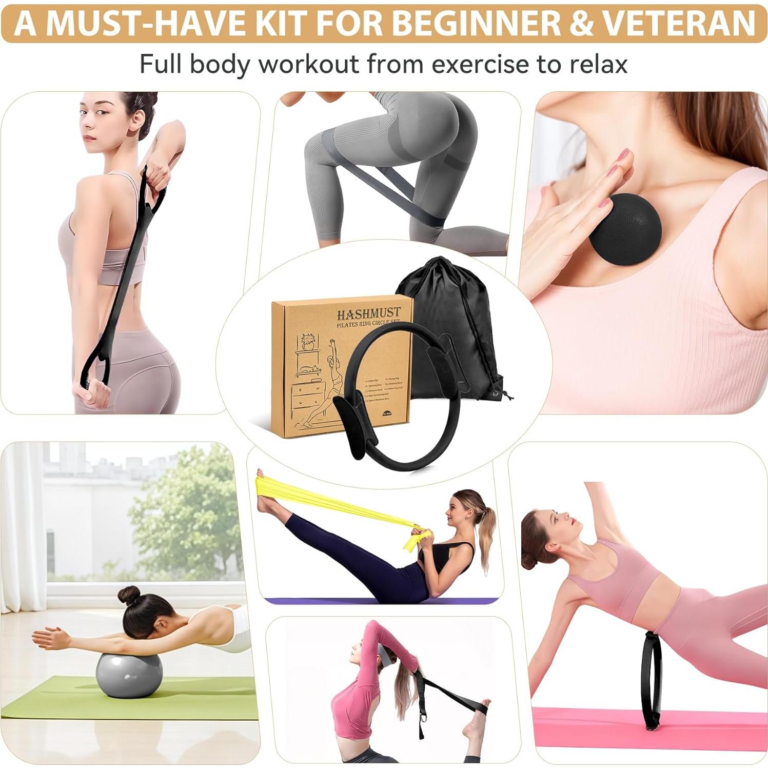 HASHMUST Kit de Anillo de Pilates 12 PCS para Entrenamiento en Casa