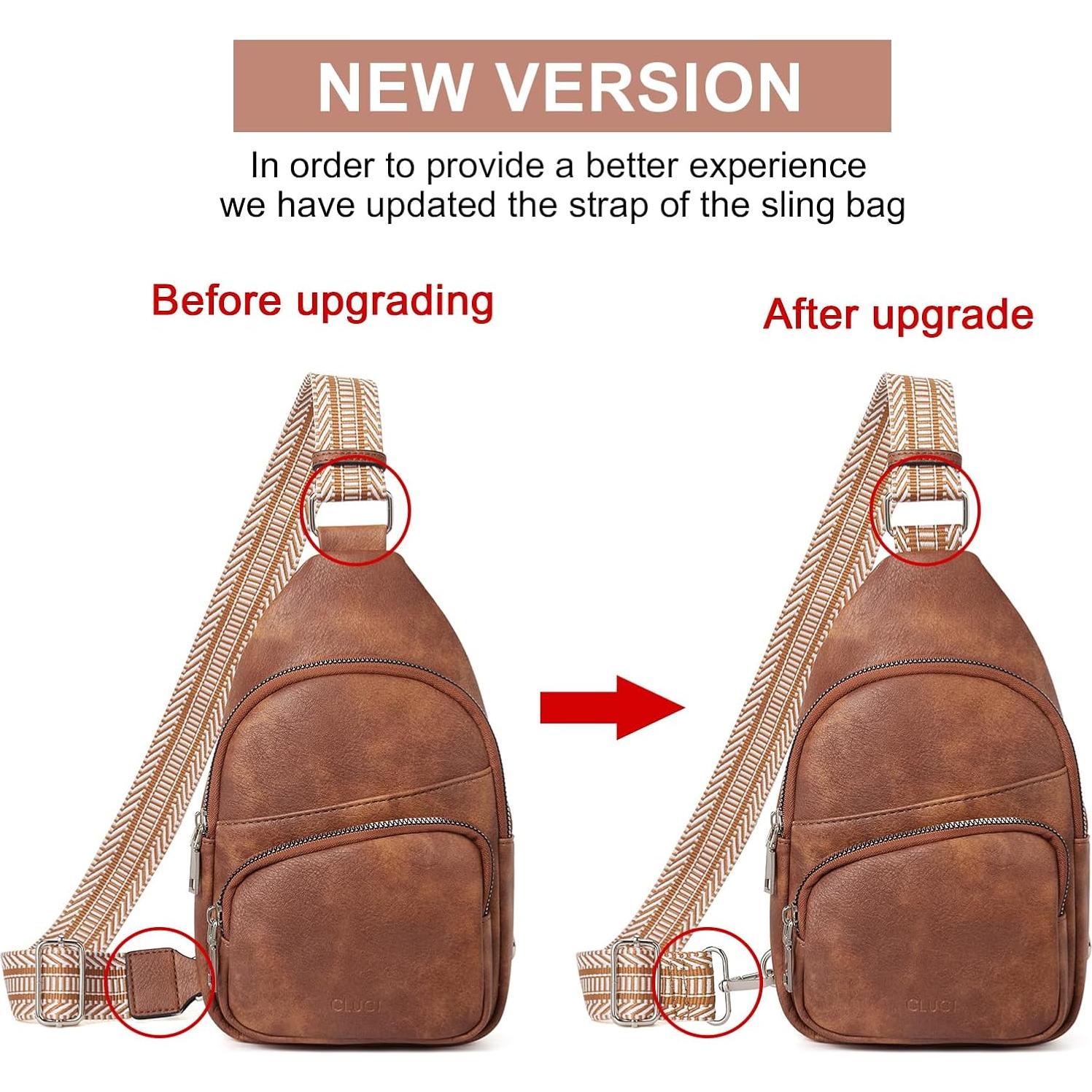 Bolso Bandolera CLUCI de Cuero Vegano para Mujeres - Marrón