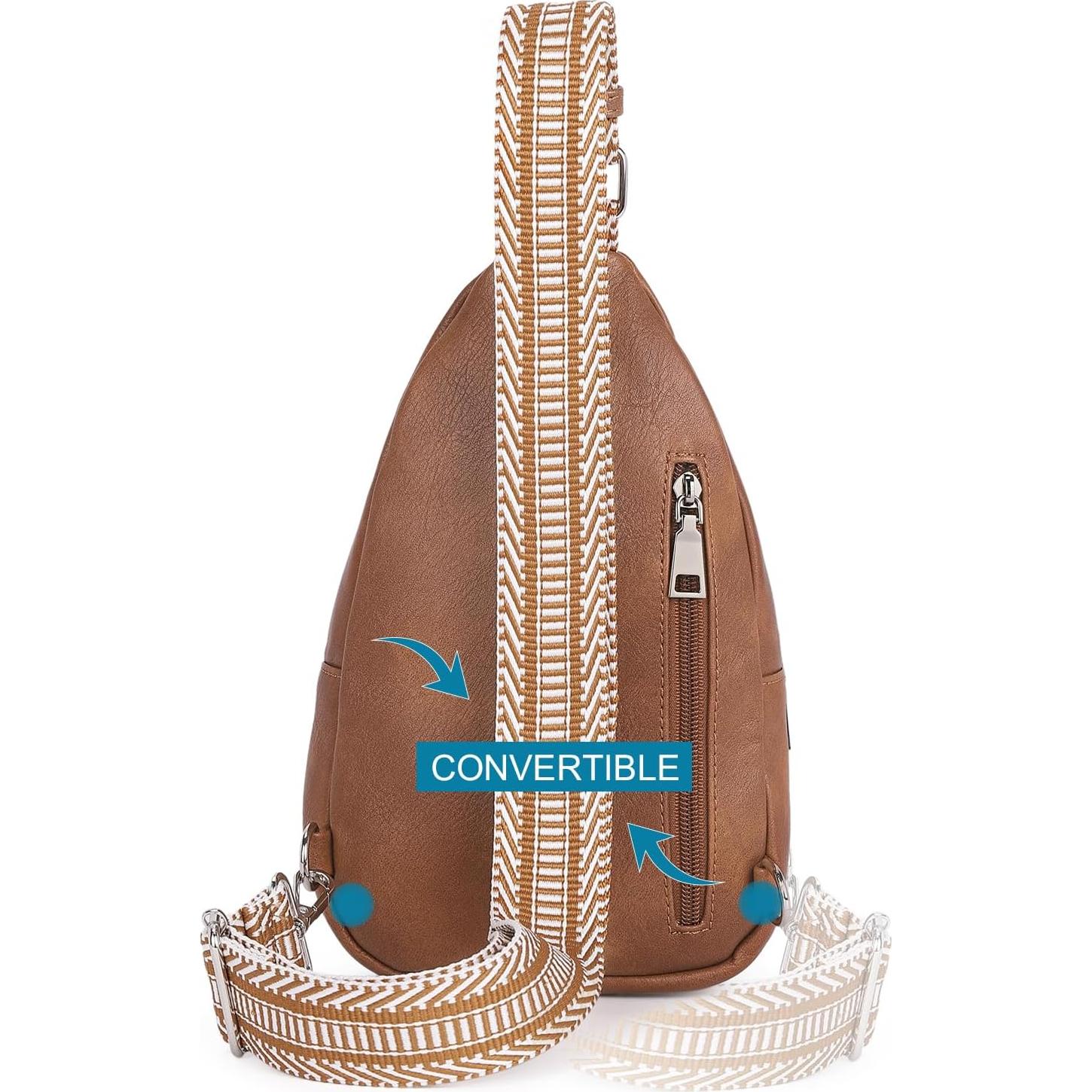 Bolso Bandolera CLUCI de Cuero Vegano para Mujeres - Marrón