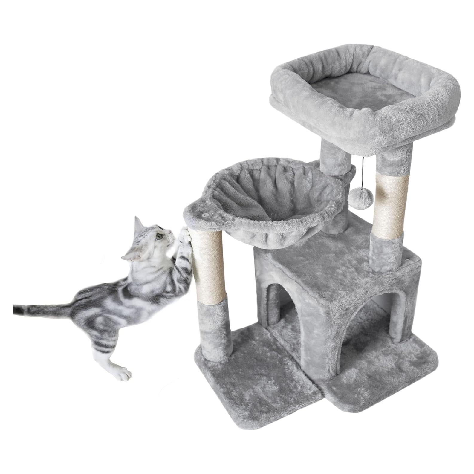 Árbol para Gatos Pesofer Gris Claro con Poste de Rascado 73.66 cm