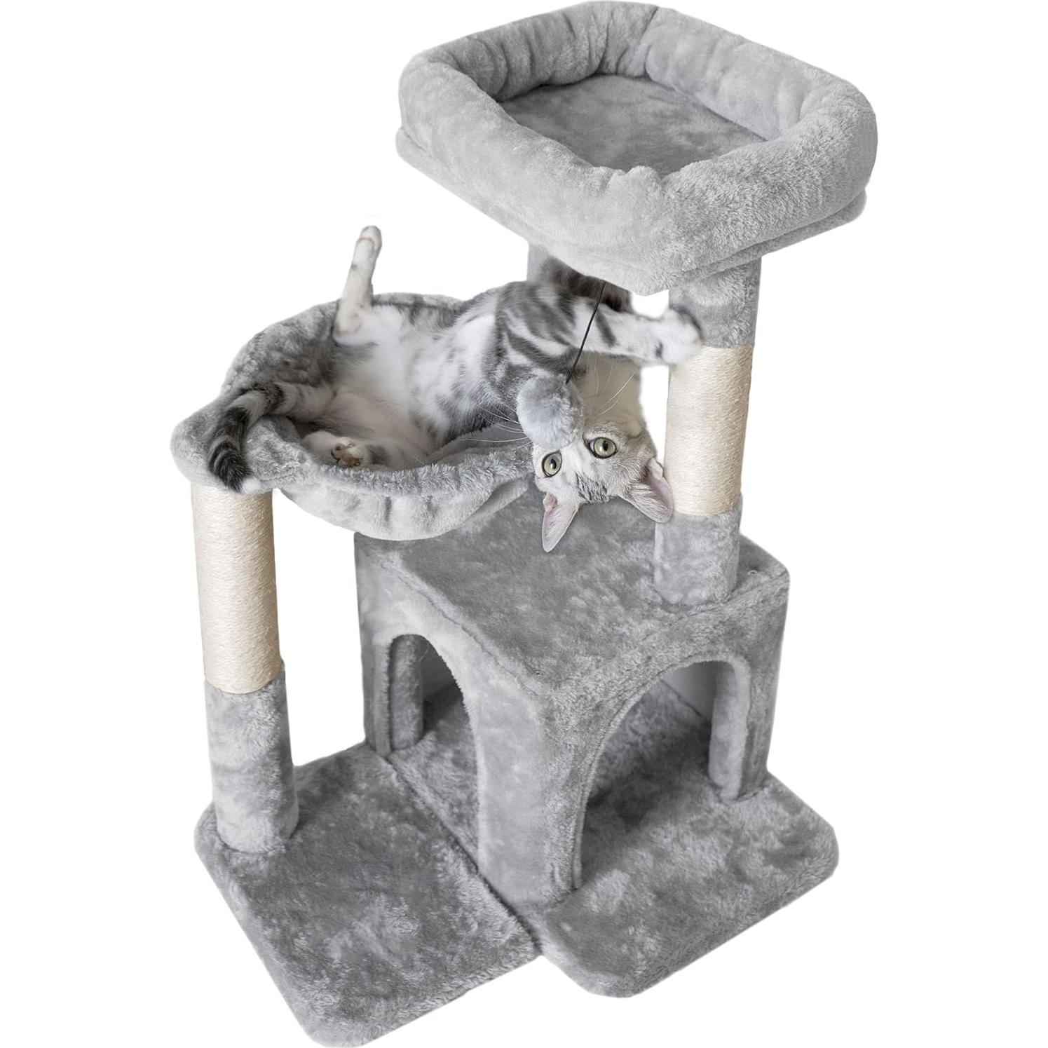 Árbol para Gatos Pesofer Gris Claro con Poste de Rascado 73.66 cm