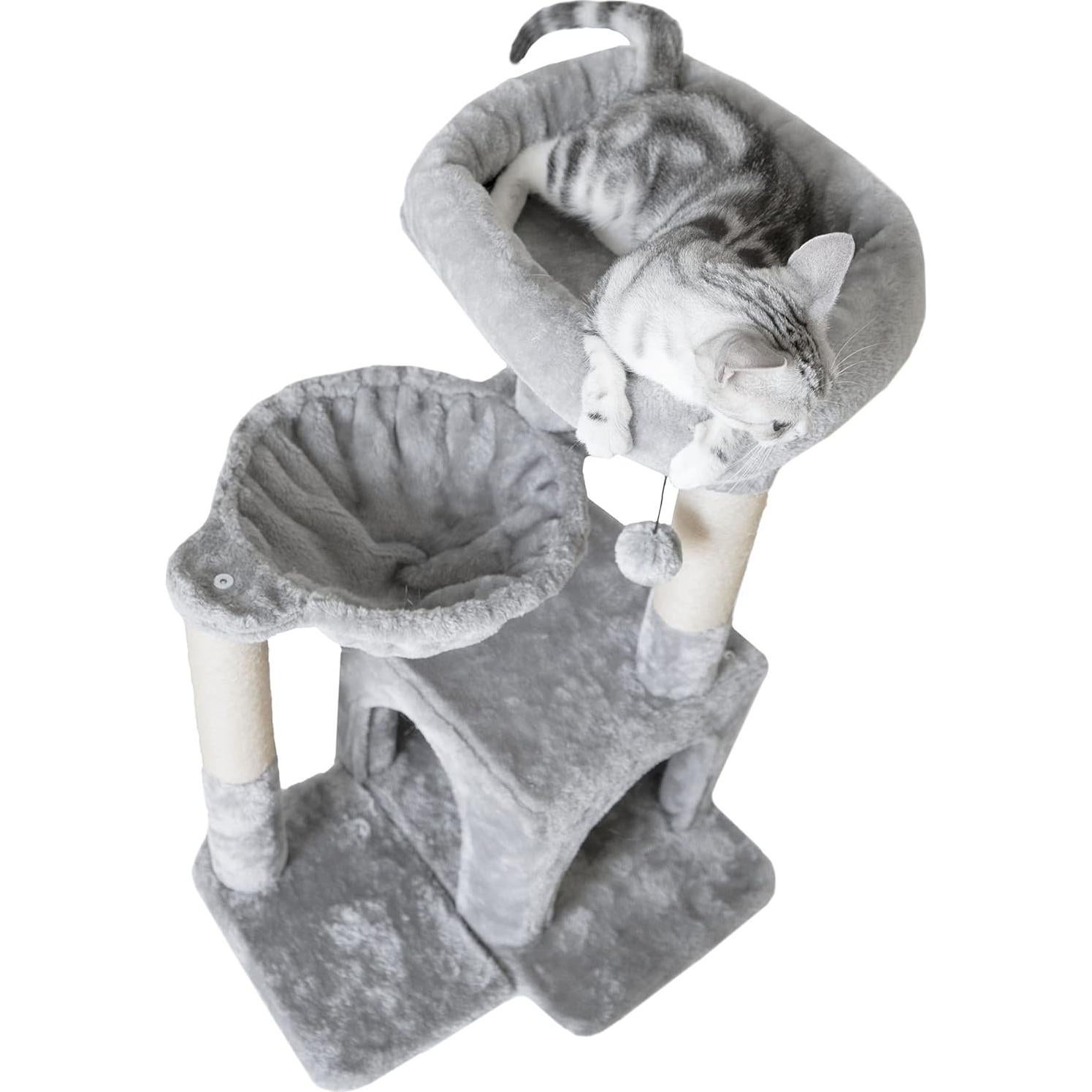 Árbol para Gatos Pesofer Gris Claro con Poste de Rascado 73.66 cm