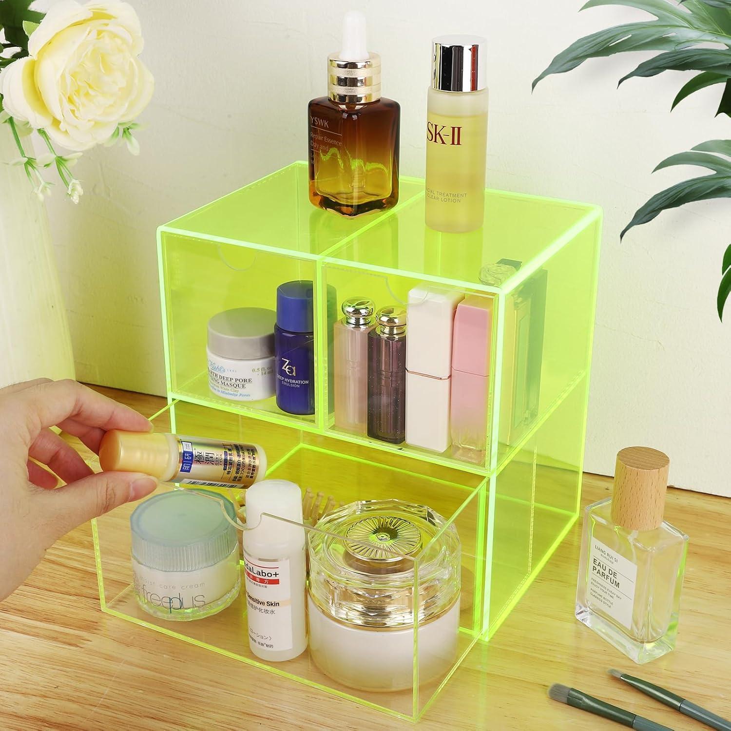 Organizador de Escritorio Gelite Acrílico Verde Neón 3 Cajones