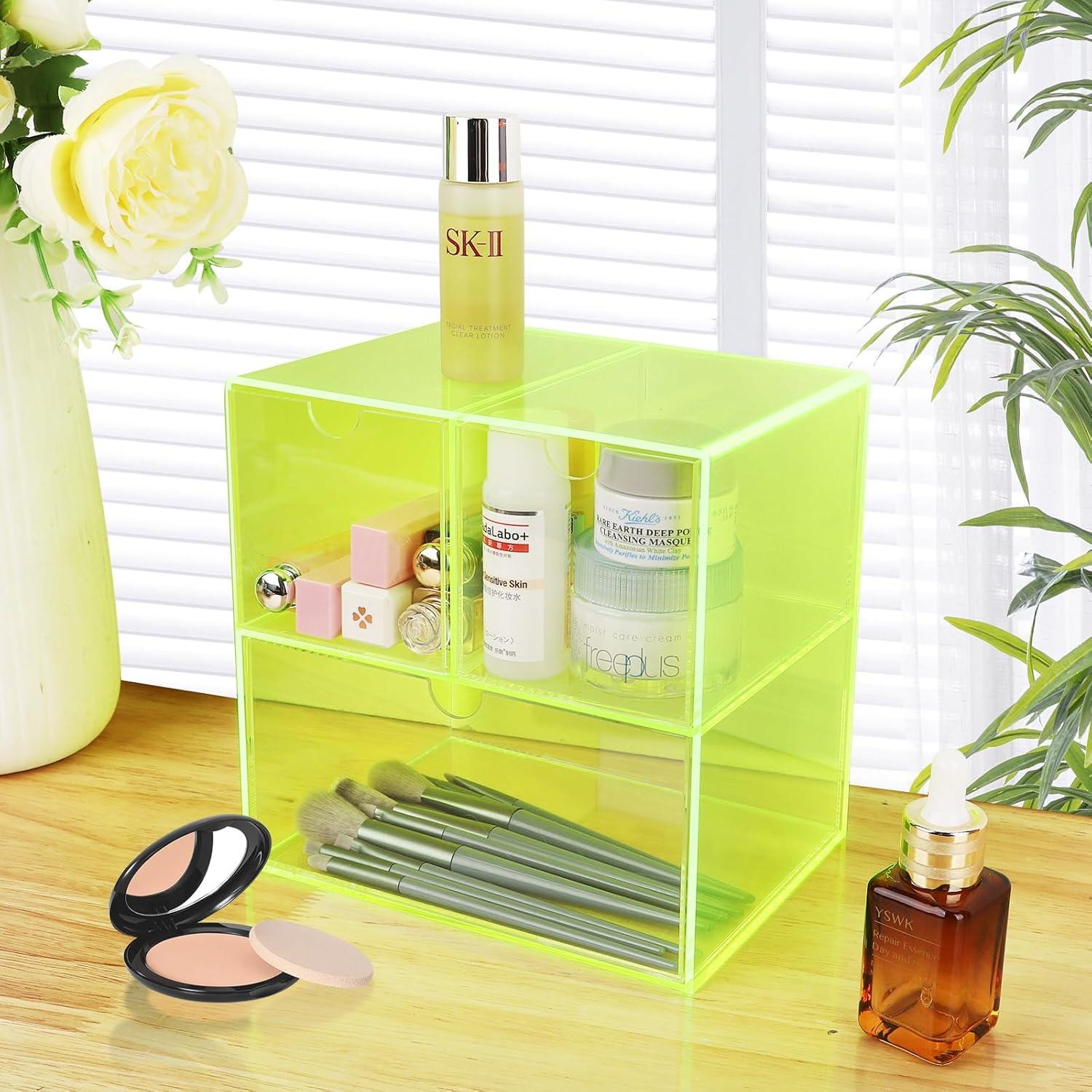 Organizador de Escritorio Gelite Acrílico Verde Neón 3 Cajones